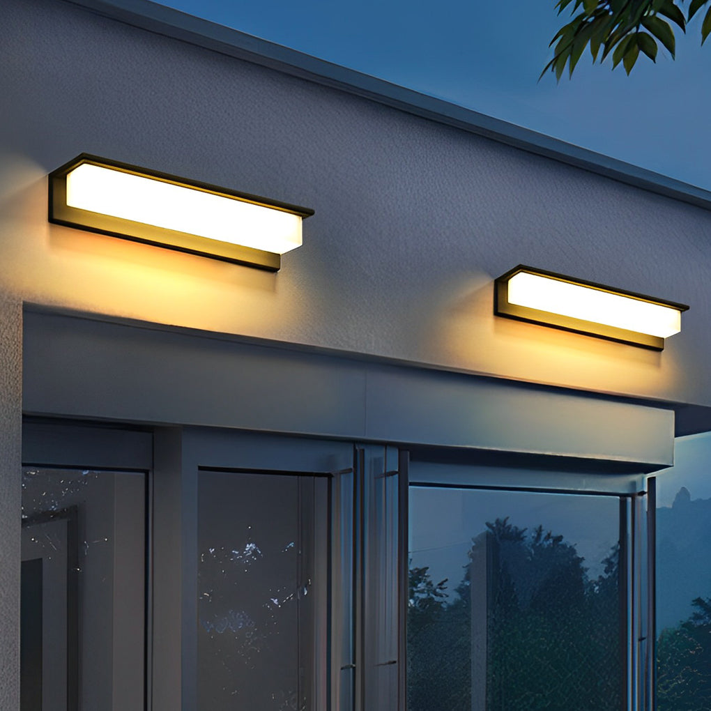 Modern Rectangular Solar LED Outdoor Wall Light - Waterproof