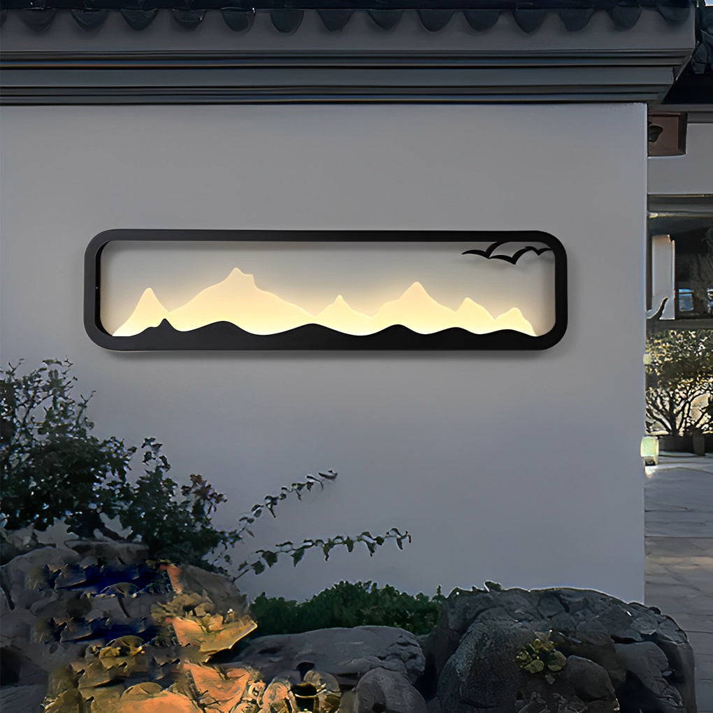 Mountain Scenery LED Outdoor Wall Lamp - Industrial Black Iron