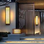Rectangular Industrial Outdoor Wall Light with Marble Shade