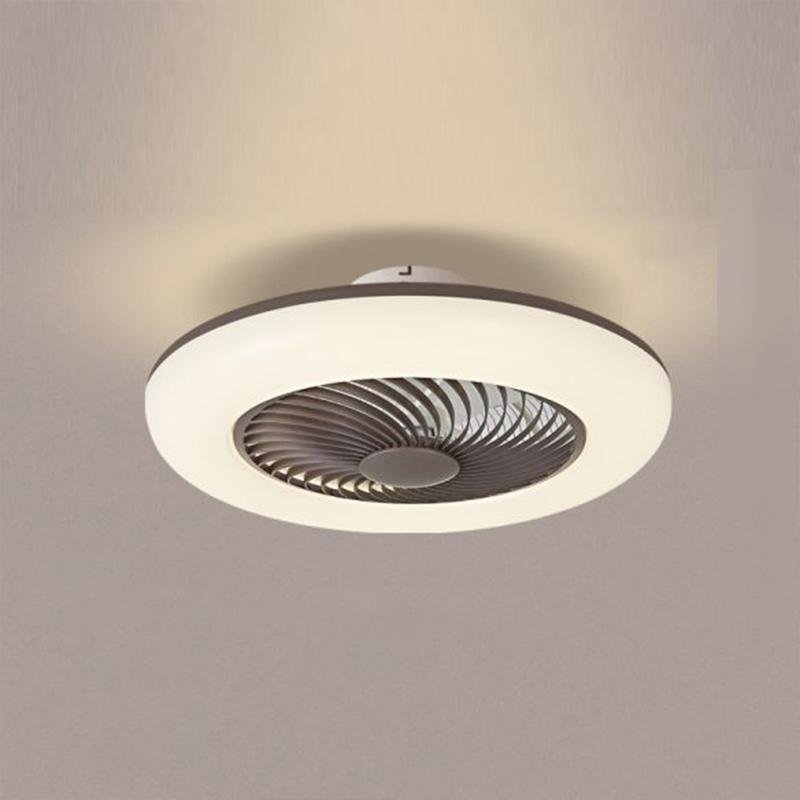 Modern Bladeless Ceiling Fan with LED Light - Flush Mount