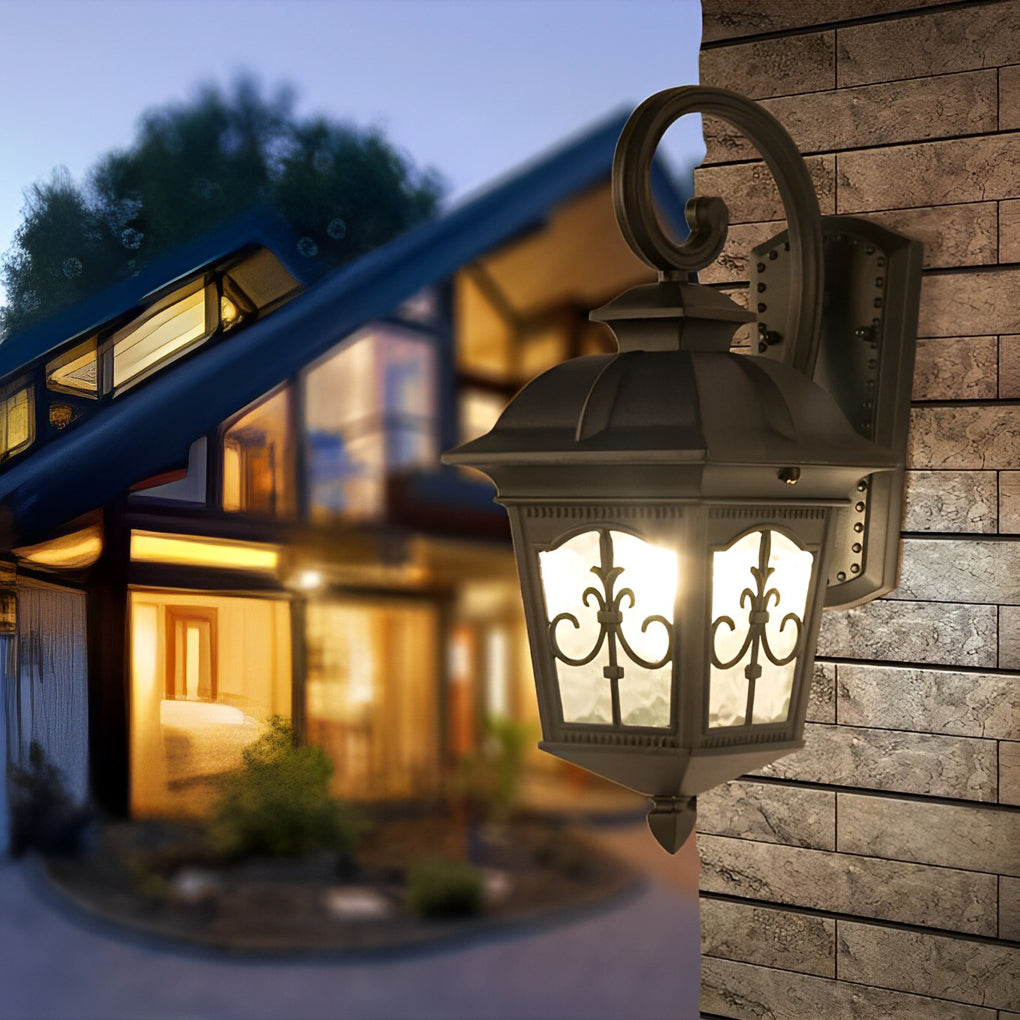 Retro European Outdoor Wall Light - Die-Cast Aluminum & Glass