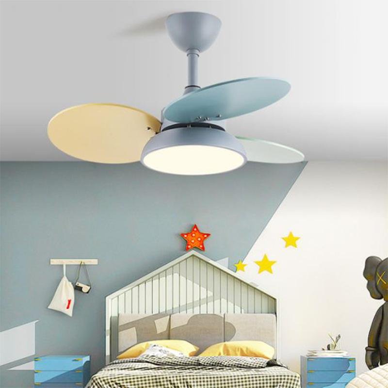 Modern Wooden Ceiling Fan with Light for Kids Room