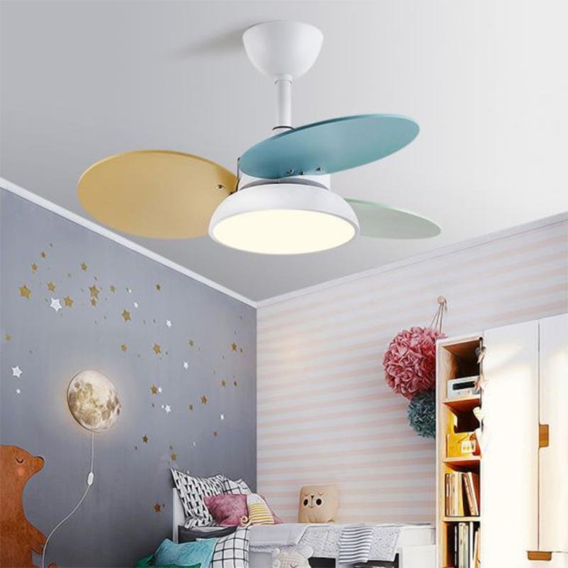 Modern Wooden Ceiling Fan with Light for Kids Room
