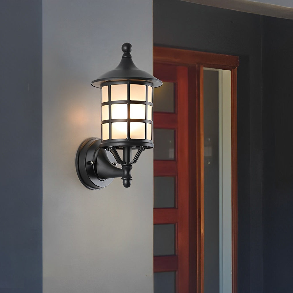 Modern Round Solar Wall Sconce - Black Aluminum & Glass Outdoor