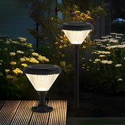 Solar LED Outdoor Light with Ribbed Shade in Black
