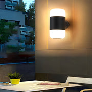 Modern Black Aluminum Outdoor Wall Lamp with LED Up Down Light