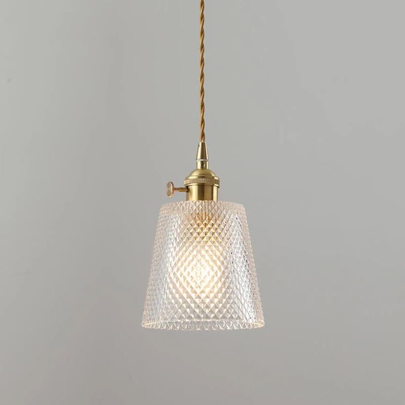 Vintage Argyle Glass Pendant Light – Retro Nordic Hanging Lamp