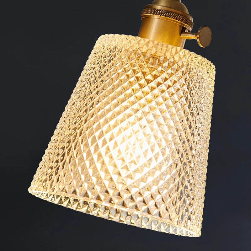 Vintage Argyle Glass Pendant Light – Retro Nordic Hanging Lamp