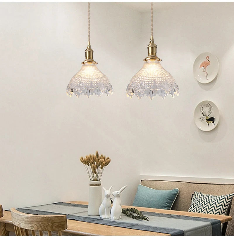 Green Glass Pendant Light – Vintage Iron Hanging Lamp