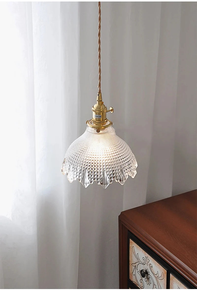 Green Glass Pendant Light – Vintage Iron Hanging Lamp