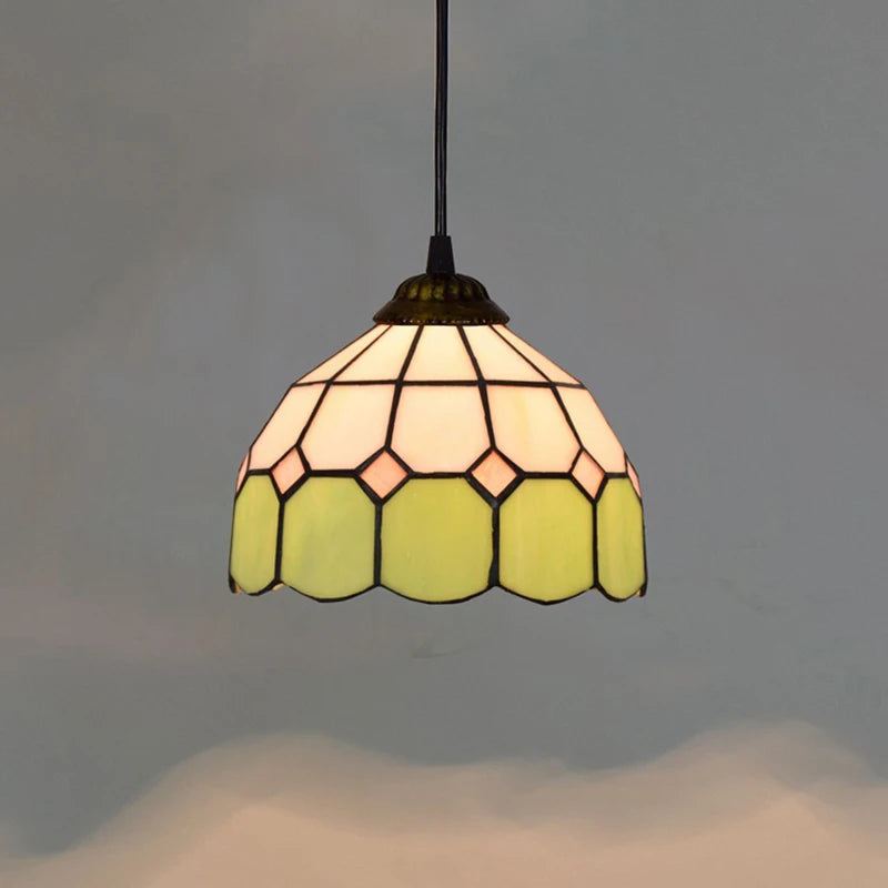 Stained Glass Pendant Light – 20cm European Hanging Lamp