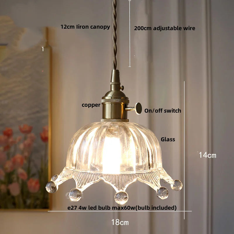 Nordic Clear Glass Pendant Light with Knob Switch