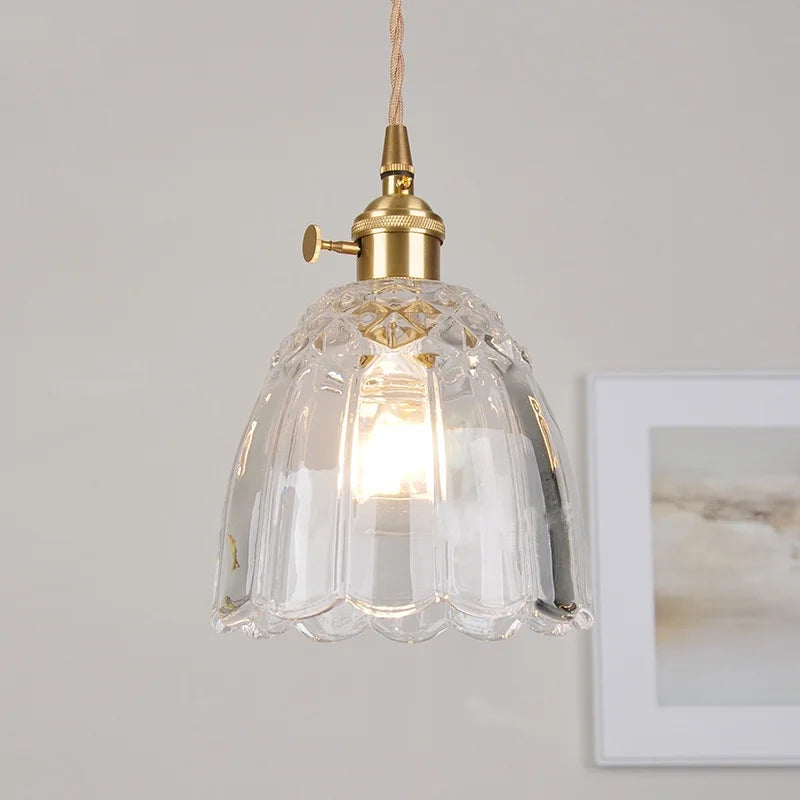 Nordic Clear Glass Pendant Light with Knob Switch