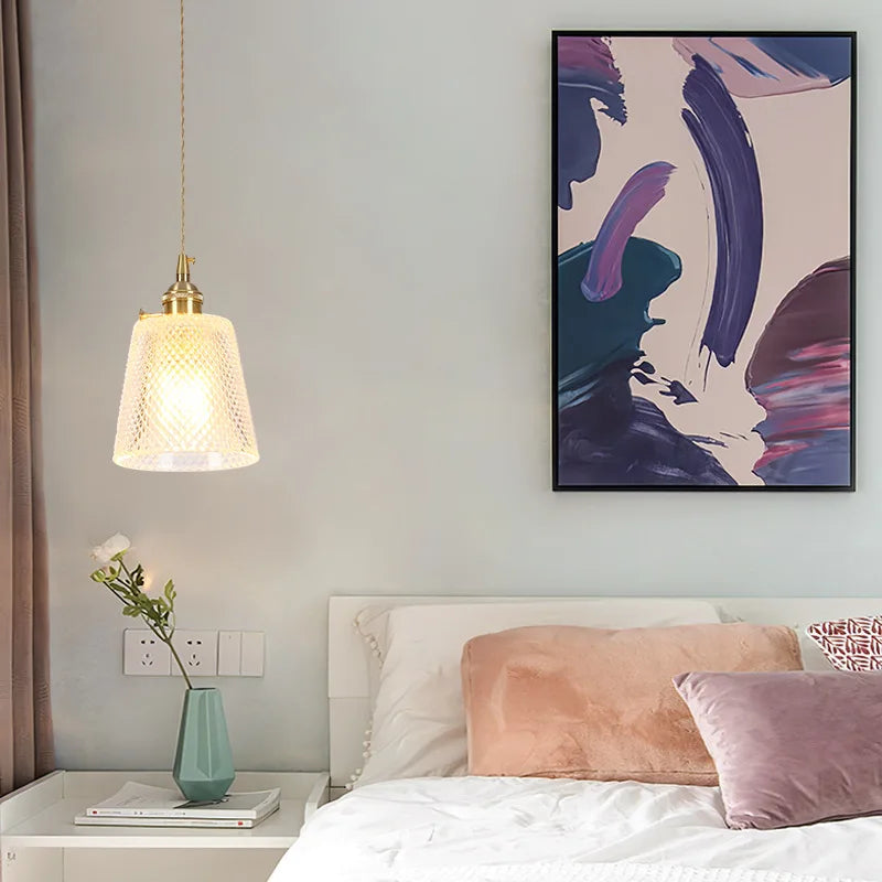 Vintage Argyle Glass Pendant Light – Retro Nordic Hanging Lamp