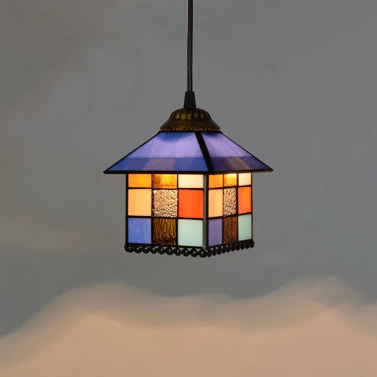 Stained Glass Pendant Light – 20cm European Hanging Lamp