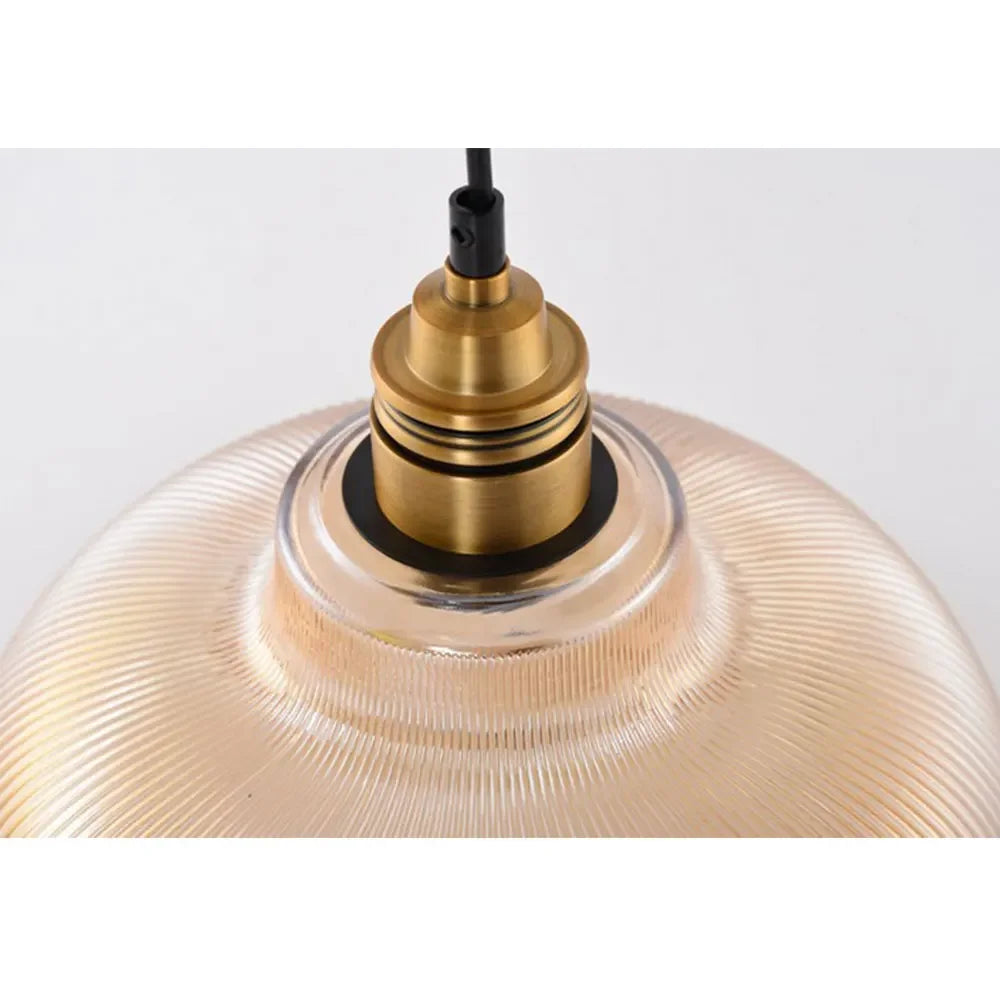 Vintage Striped Glass Pendant Light – Single Hanging Lamp