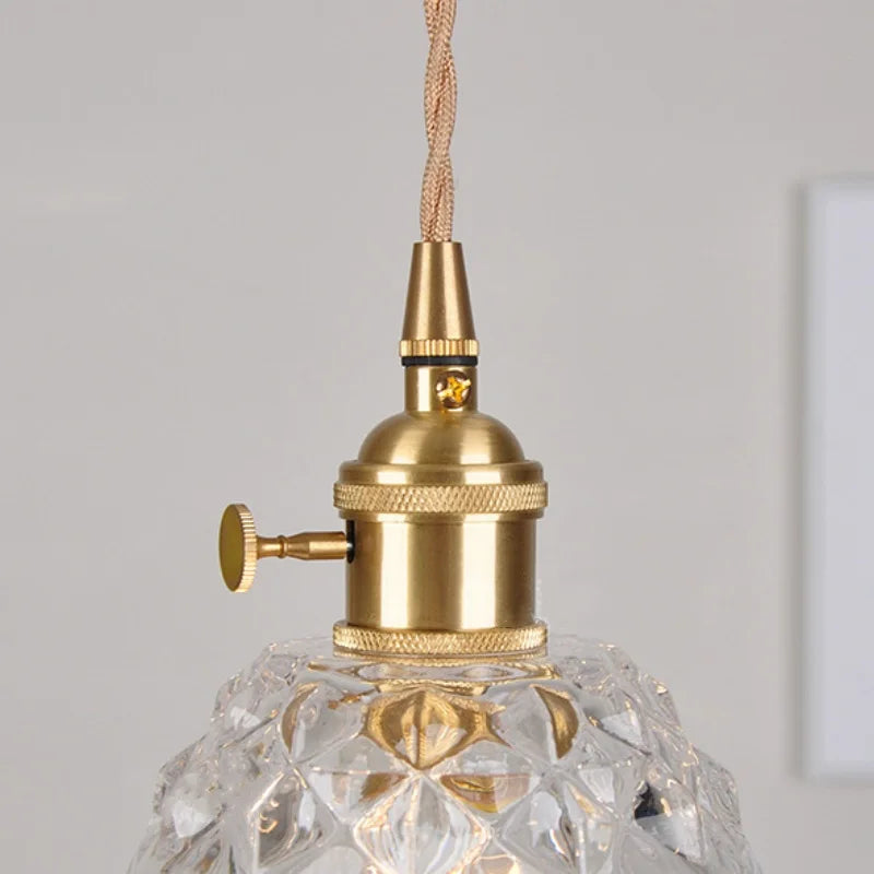 Nordic Clear Glass Pendant Light with Knob Switch