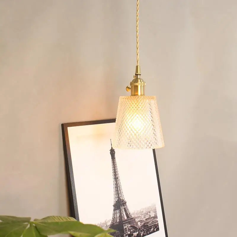 Vintage Argyle Glass Pendant Light – Retro Nordic Hanging Lamp