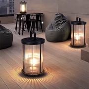 Ribbed Glass Solar Outdoor Lantern with Stainless Steel Handle