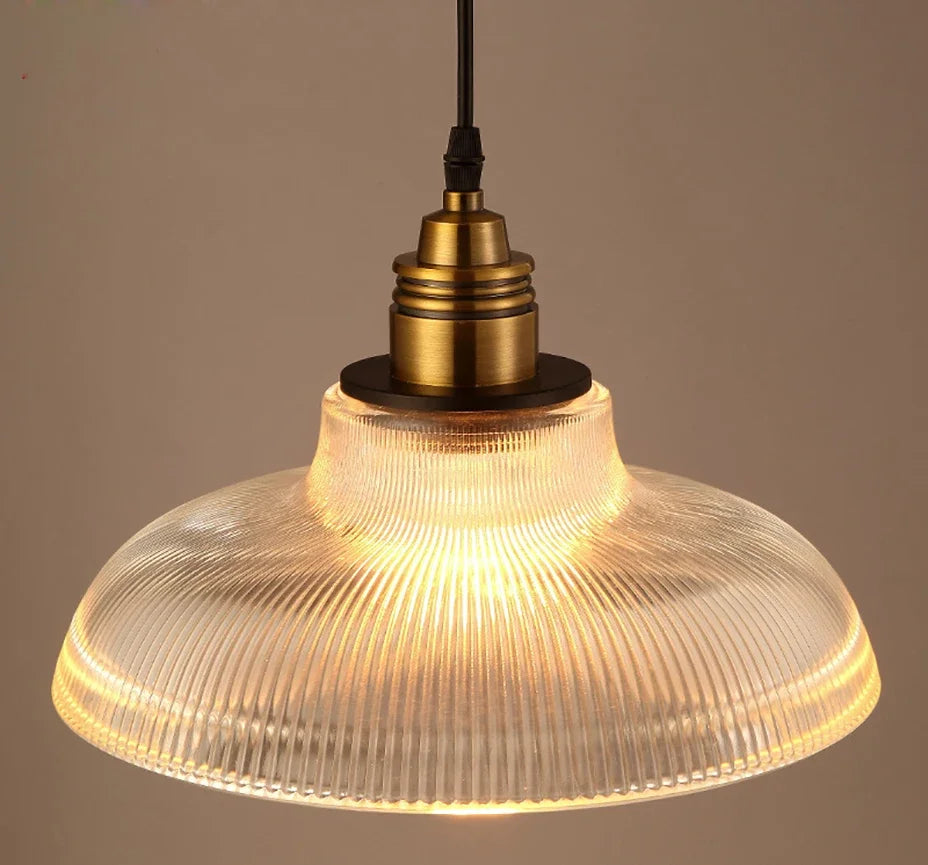 Vintage Striped Glass Pendant Light – Single Hanging Lamp