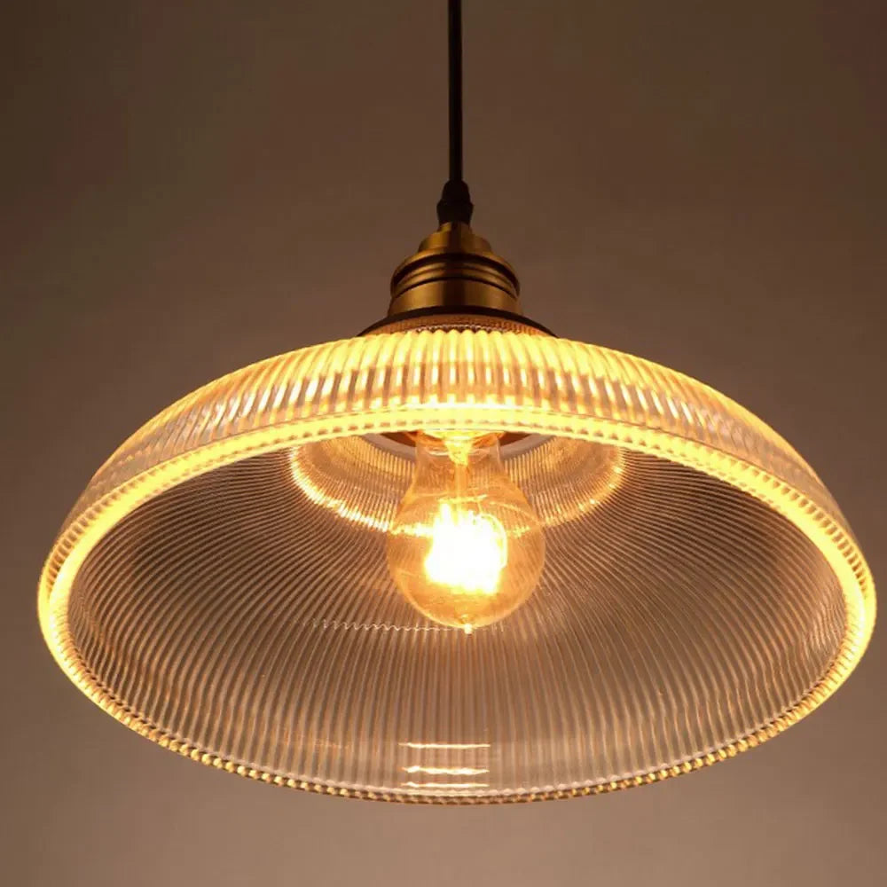 Vintage Striped Glass Pendant Light – Single Hanging Lamp