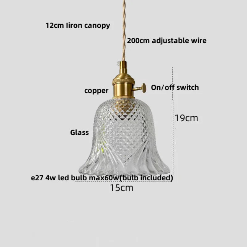Nordic Clear Glass Pendant Light with Knob Switch