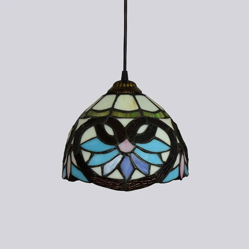 Stained Glass Pendant Light – 20cm European Hanging Lamp