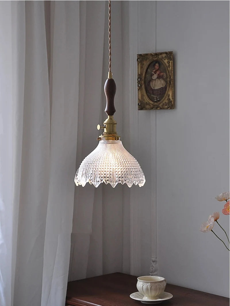 Green Glass Pendant Light – Vintage Iron Hanging Lamp