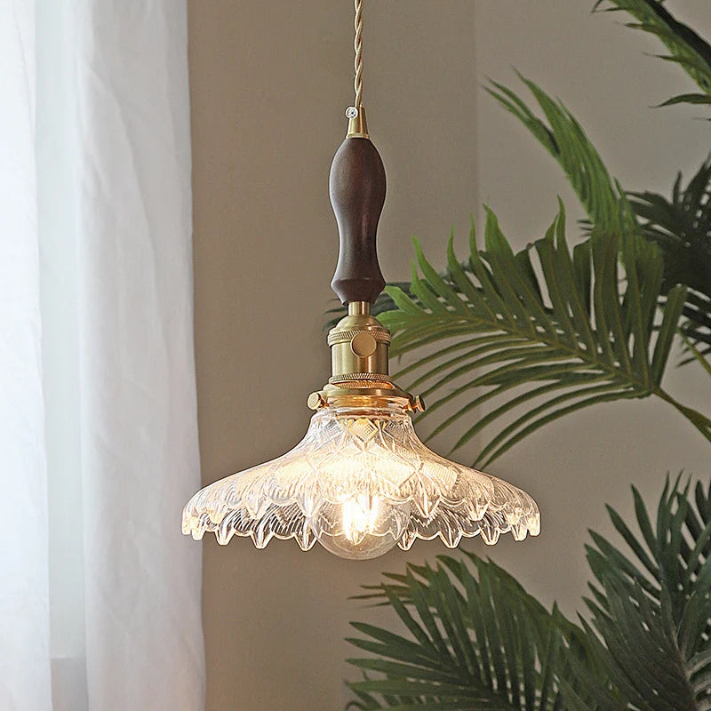 Green Glass Pendant Light – Vintage Iron Hanging Lamp