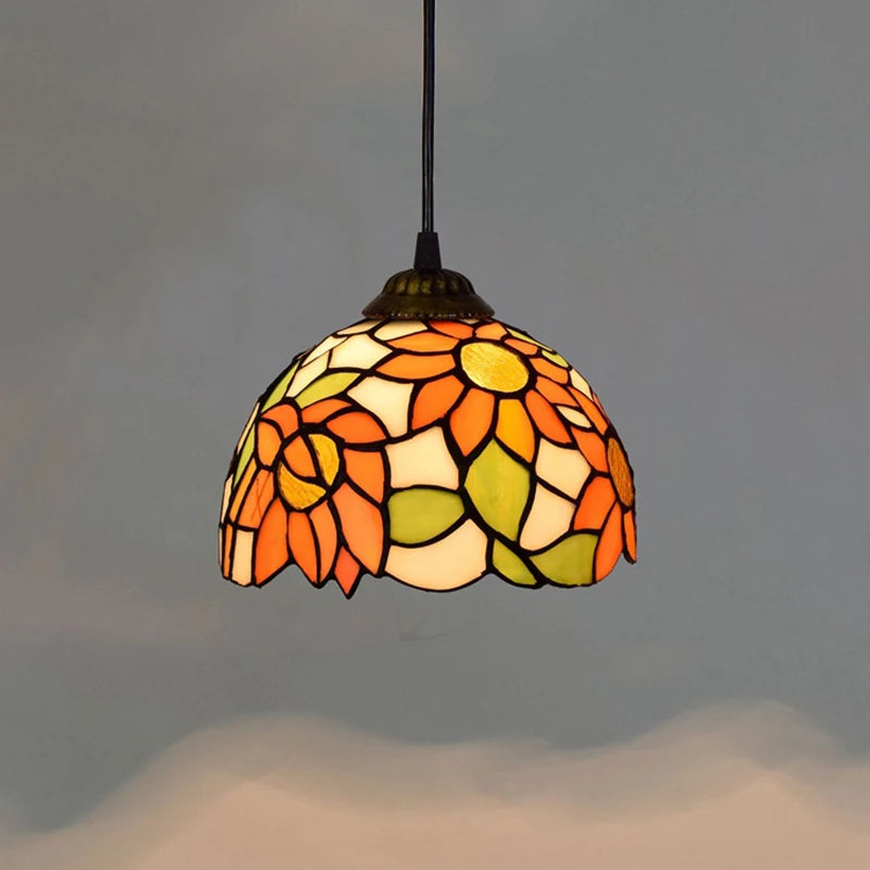 Stained Glass Pendant Light – 20cm European Hanging Lamp