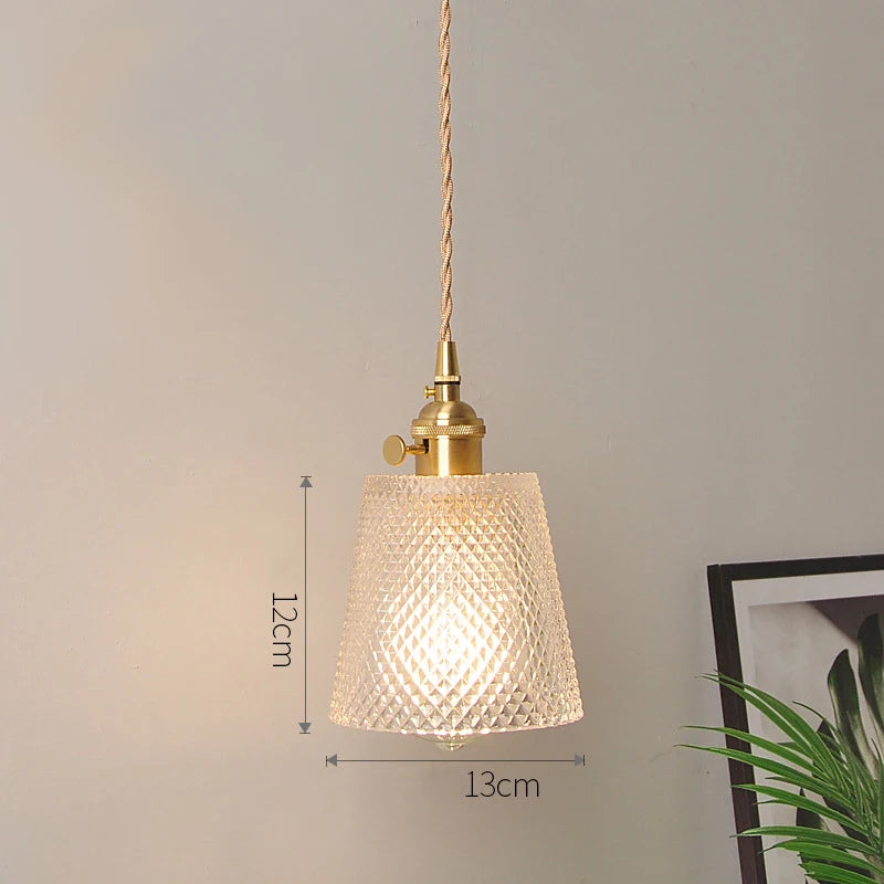 Vintage Argyle Glass Pendant Light – Retro Nordic Hanging Lamp