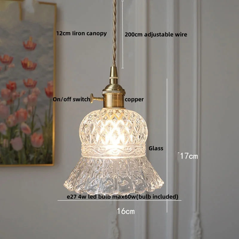 Nordic Clear Glass Pendant Light with Knob Switch