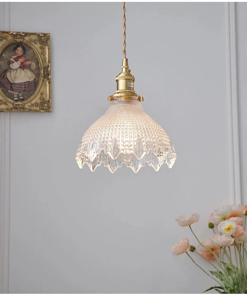 Green Glass Pendant Light – Vintage Iron Hanging Lamp