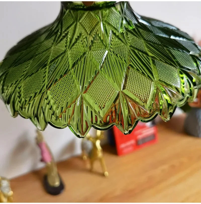Green Glass Pendant Light – Vintage Iron Hanging Lamp