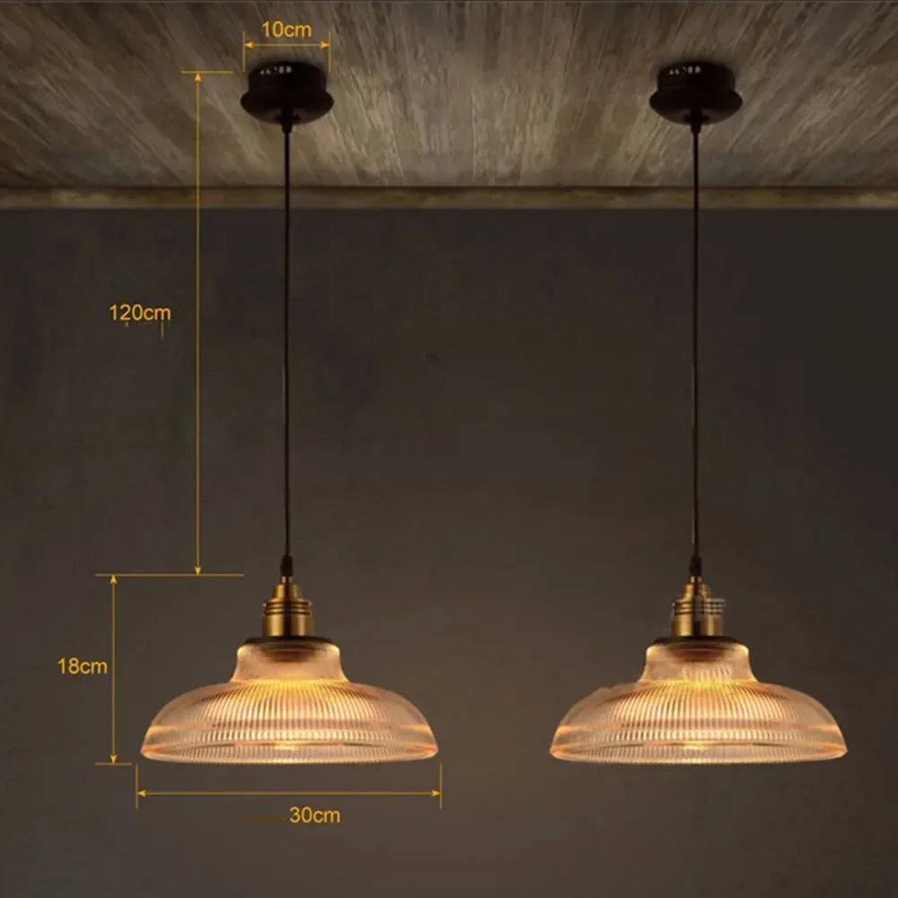 Vintage Striped Glass Pendant Light – Single Hanging Lamp