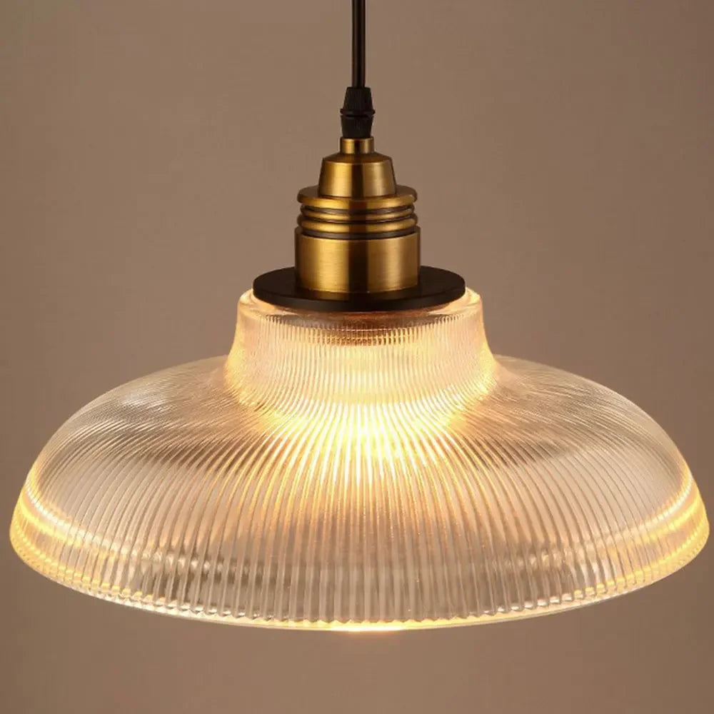 Vintage Striped Glass Pendant Light – Single Hanging Lamp