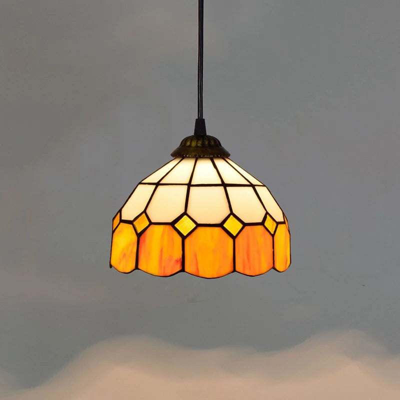 Stained Glass Pendant Light – 20cm European Hanging Lamp
