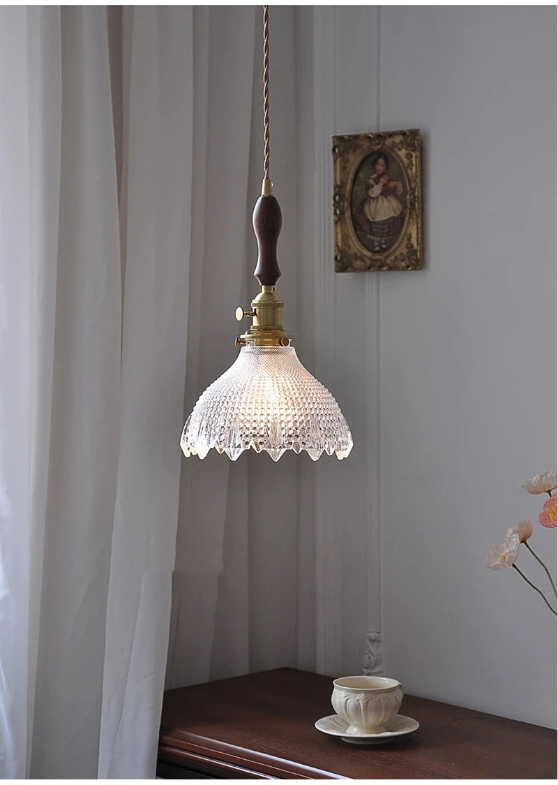 Green Glass Pendant Light – Vintage Iron Hanging Lamp