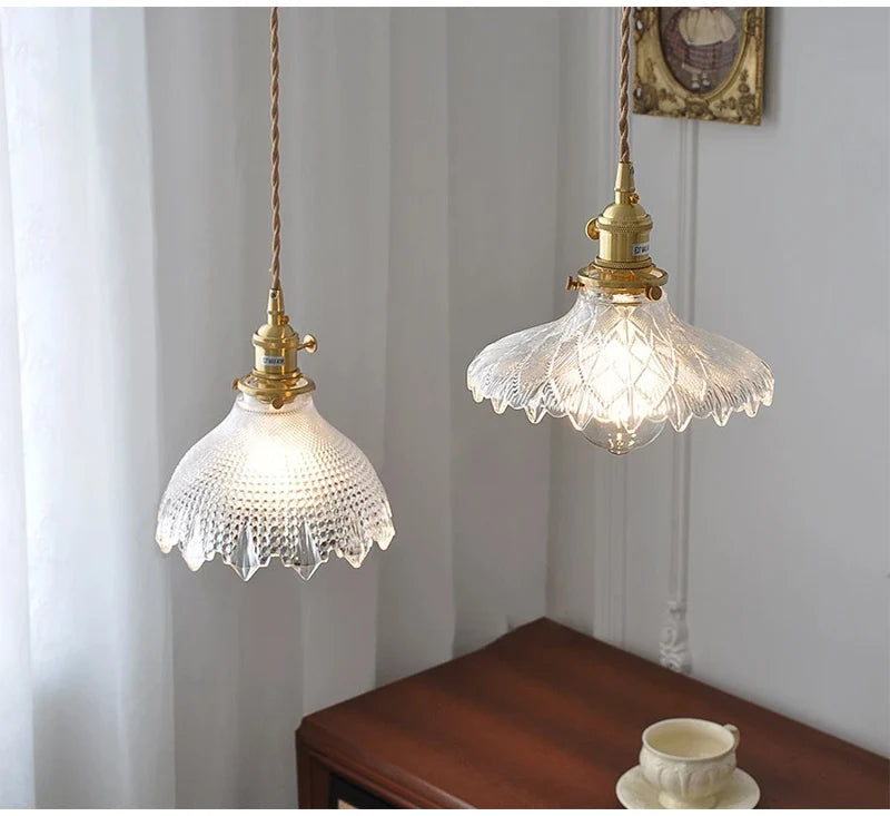 Green Glass Pendant Light – Vintage Iron Hanging Lamp