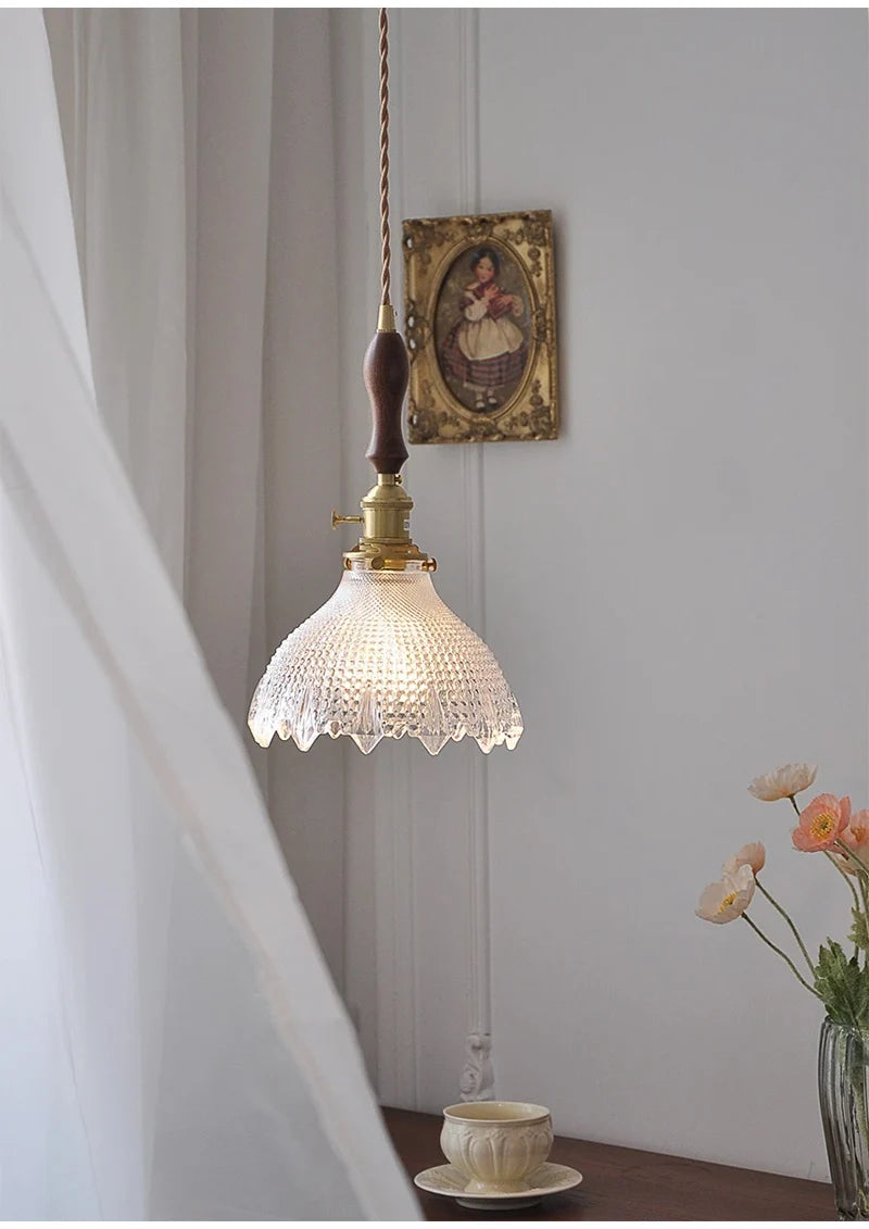 Green Glass Pendant Light – Vintage Iron Hanging Lamp