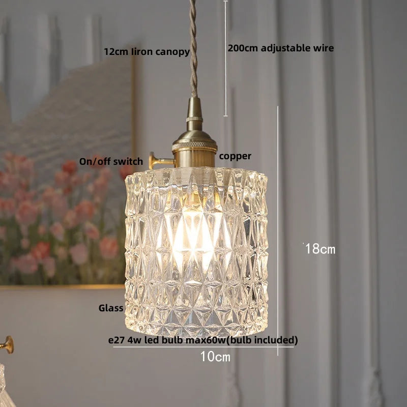 Nordic Clear Glass Pendant Light with Knob Switch