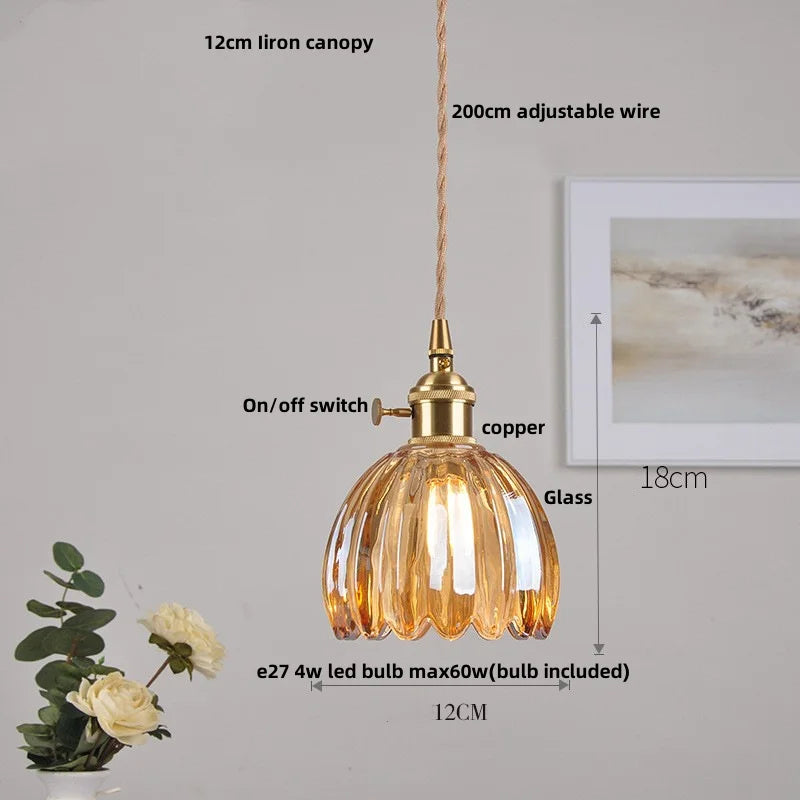 Nordic Clear Glass Pendant Light with Knob Switch