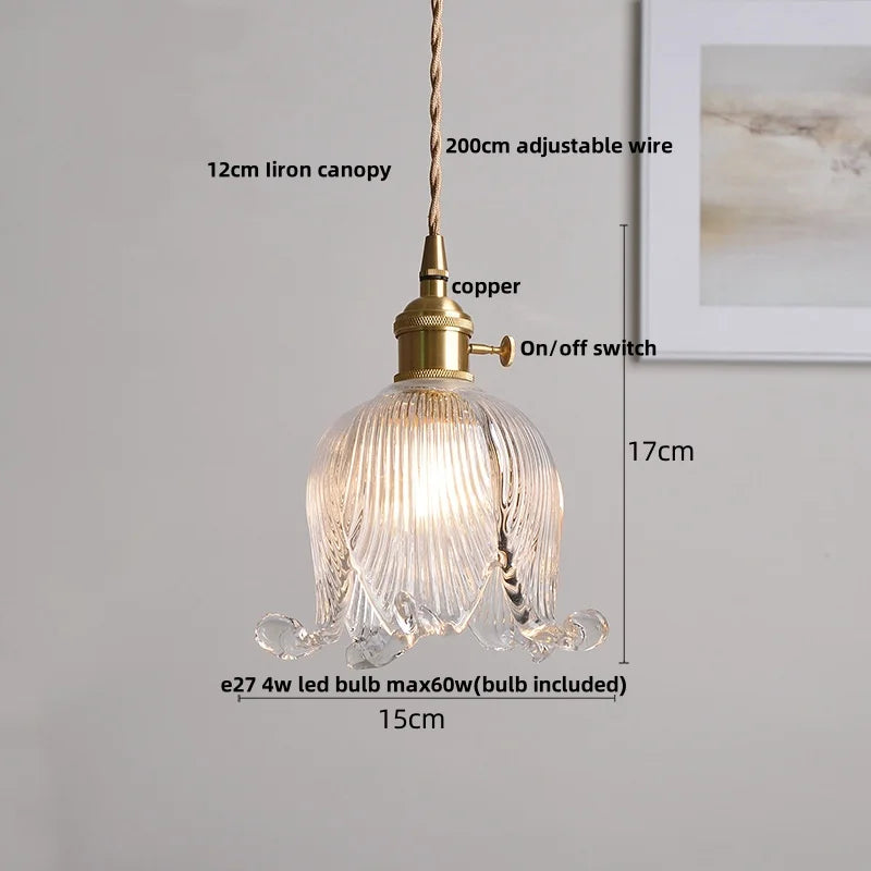 Nordic Clear Glass Pendant Light with Knob Switch