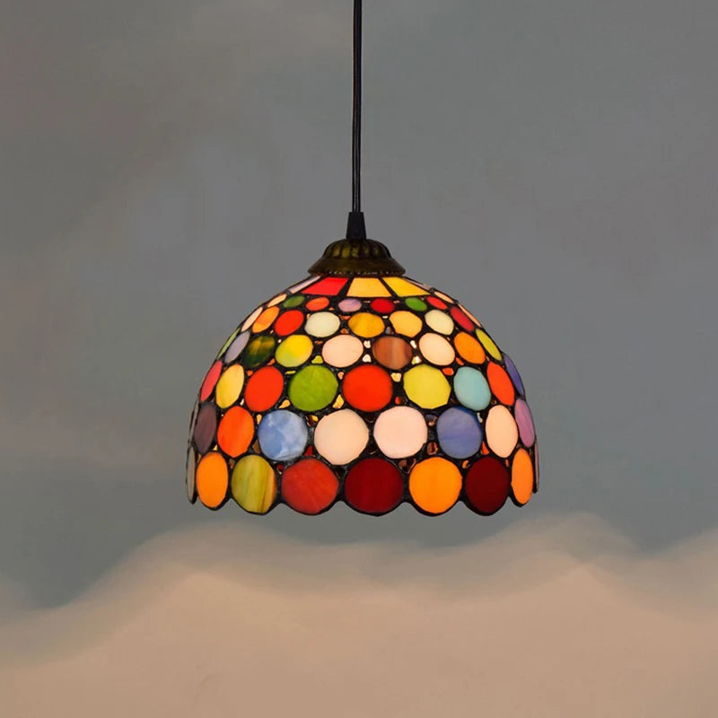 Stained Glass Pendant Light – 20cm European Hanging Lamp