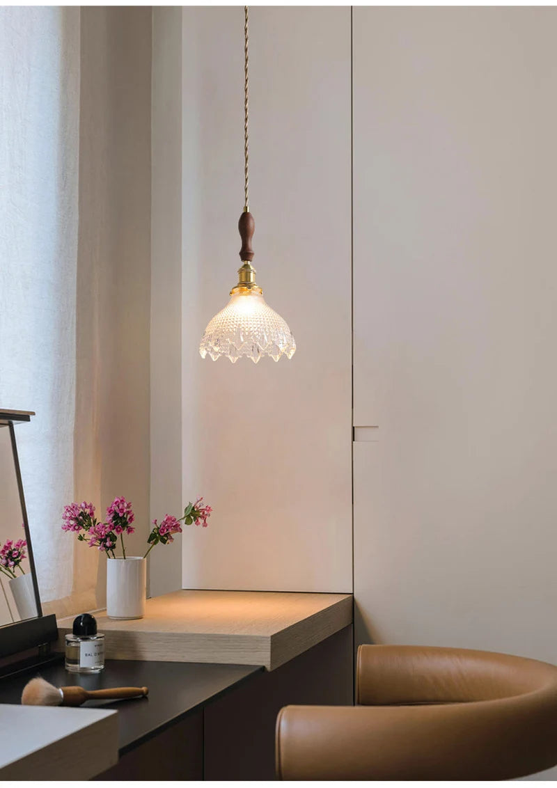 Green Glass Pendant Light – Vintage Iron Hanging Lamp