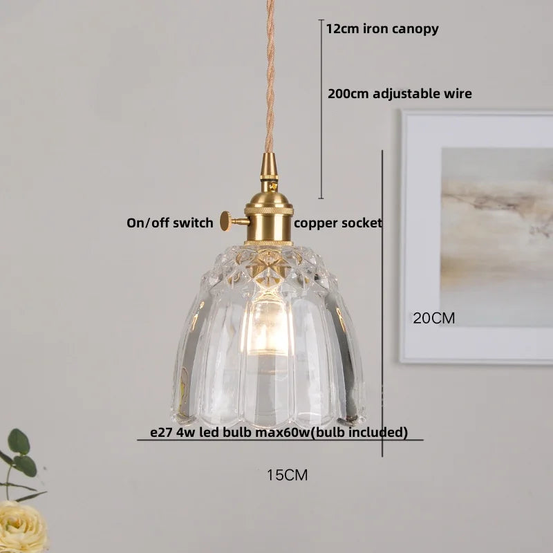 Nordic Clear Glass Pendant Light with Knob Switch