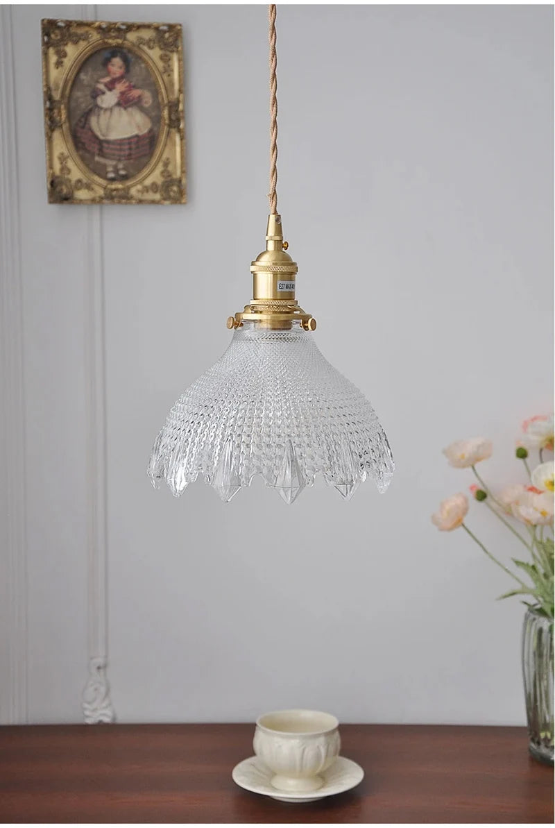 Green Glass Pendant Light – Vintage Iron Hanging Lamp