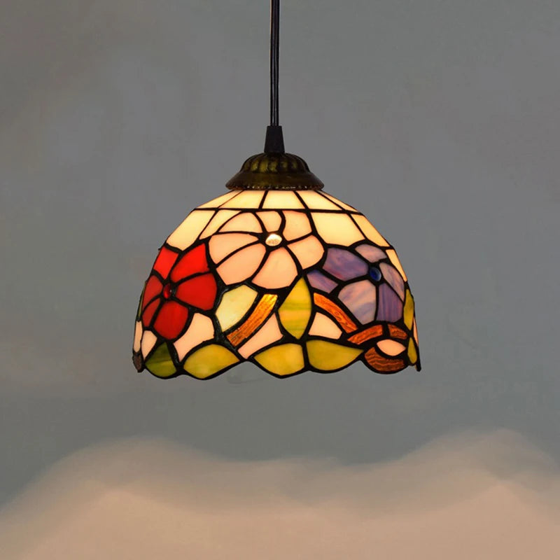 Stained Glass Pendant Light – 20cm European Hanging Lamp
