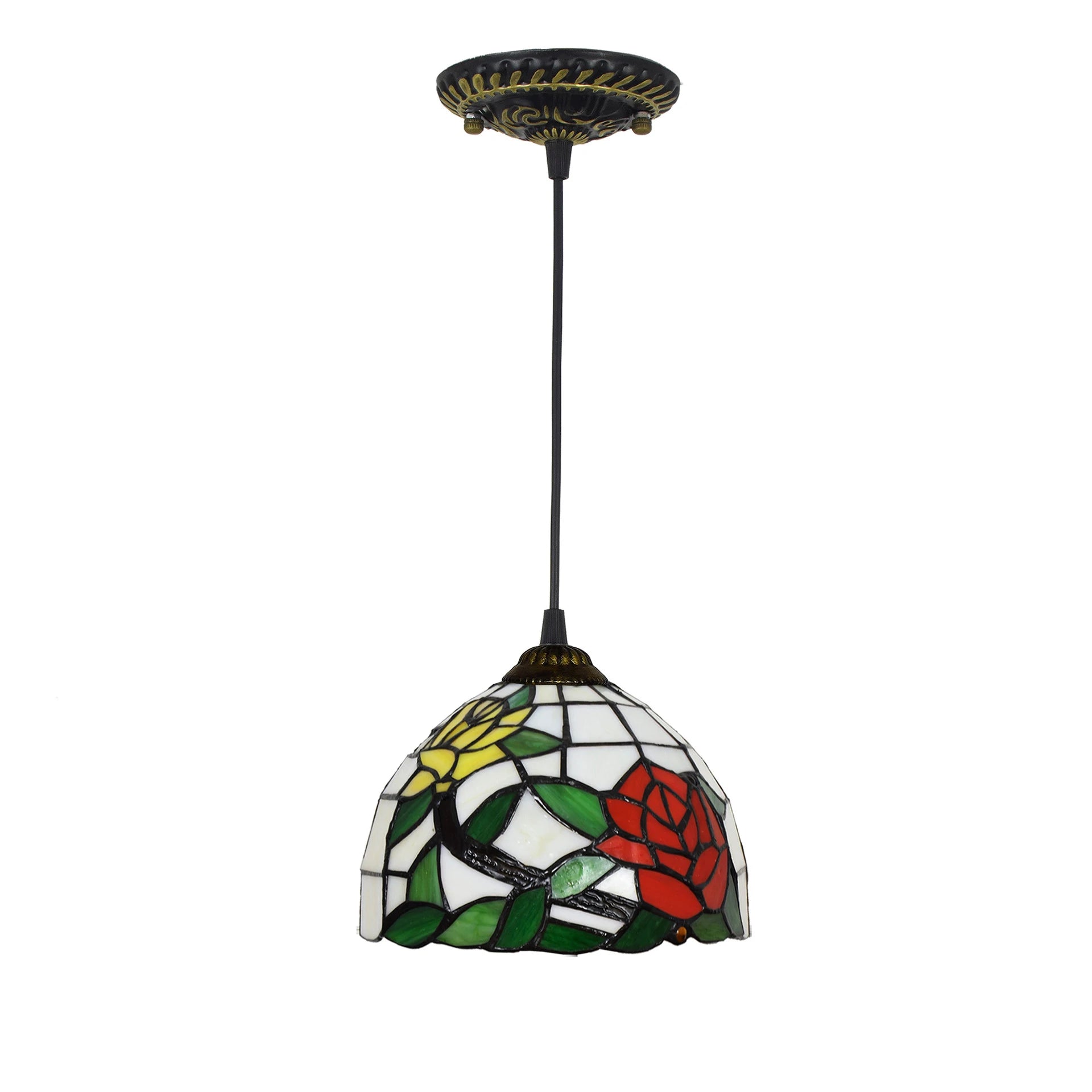 Stained Glass Pendant Light – 20cm European Hanging Lamp