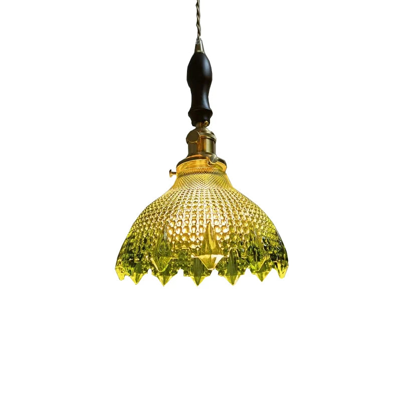 Green Glass Pendant Light – Vintage Iron Hanging Lamp